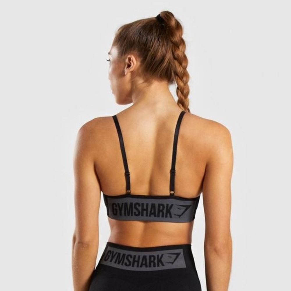 Medium Gymshark Strappy Flex Sports Bra - Black and Charcoal - Picture 1 of 9